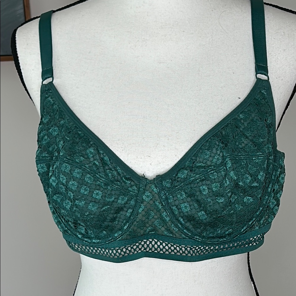 Adore Me Green Lace Bra with Underwire, 42C